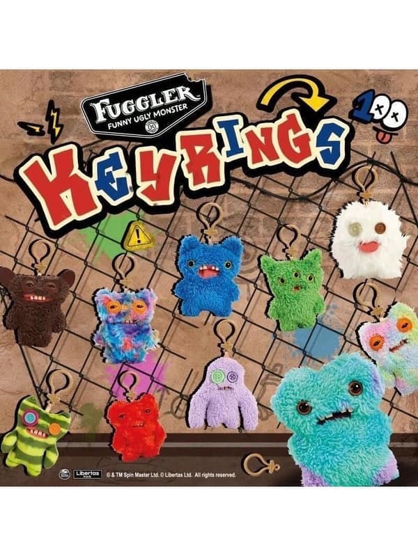 Fuggler Plys Nøglering med Klips, Screech, Sjov, Grim Monster Plys Blå