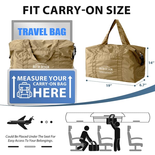 Veki Liten Reisbag for Reise, Lette Håndbagasjer, Khaki, M Khaki M
