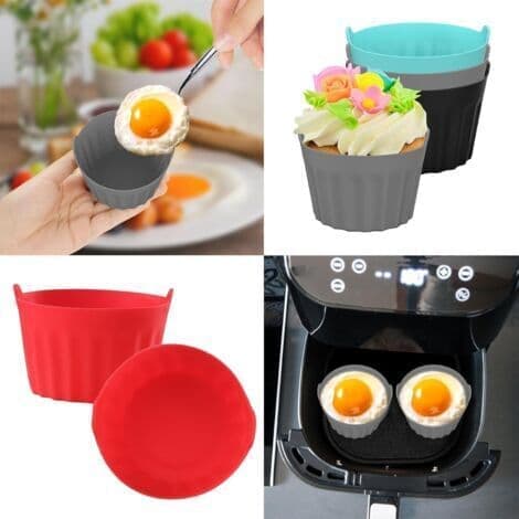 6-delt sett silikonformer til airfryer, flat form til airfryer, kutterform, tilbehør til kake- og eggeterter, silikonformer