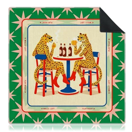 Rosa og grønn leopard Mahjong-matte til bord 31,5\"x 31,5\" Green Leopard