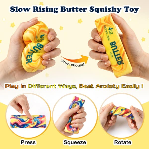 2 st färgglada smör squishy klämleksaker långsamt stigande stress skrivbordsleksaker paket Rainbow 2pcs