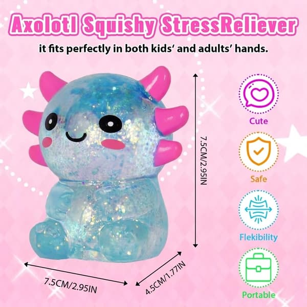 3,54 tum blå glittrande sittande Axolotl Squishy Långsamt stigande Blue Sitting Style
