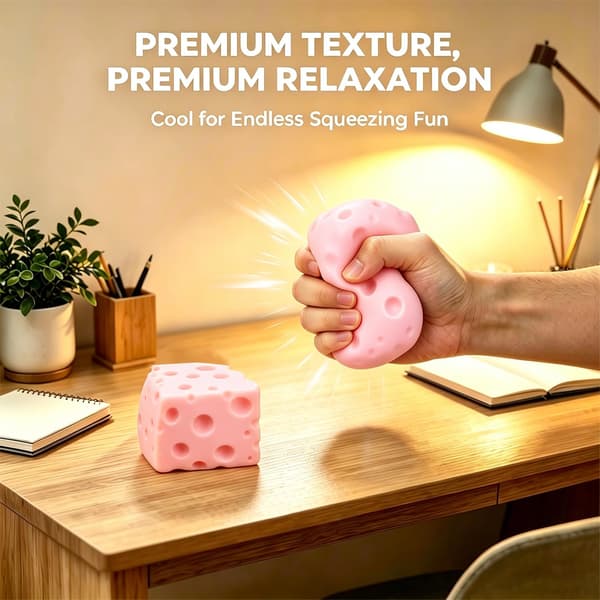 Ost Squishy Leksak för Stress- och Ångestlindring (Rosa-7CM) Pink