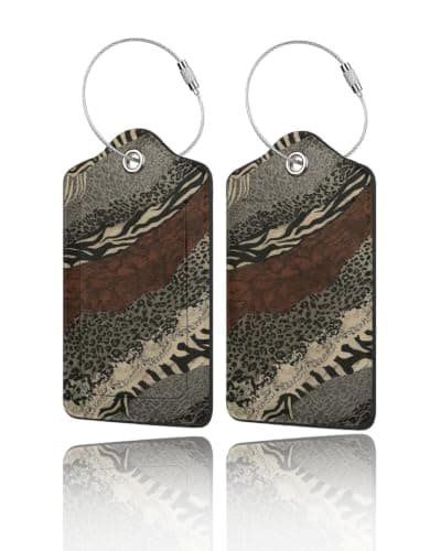 2-pak PU-læder bagagemærker til kufferter - Grå Leopard Abstrakt Grey Leopard Print Abstract