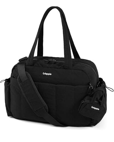 Gymväska för kvinnor, Puffy Reseduffelväska, Handbagage Weekendväskor, Svart