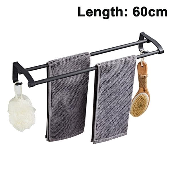 Hulfrit dobbelt aluminiumsstang, sort håndklædeholder - 60CM