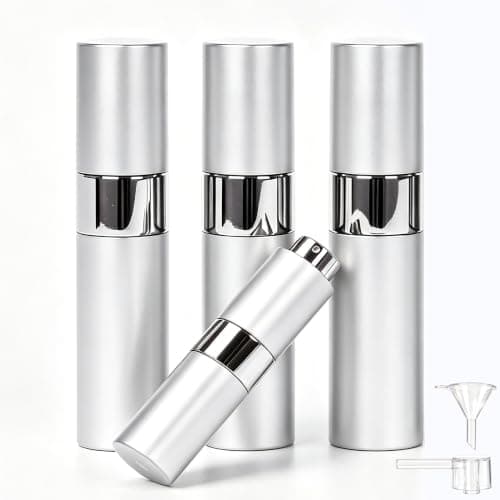 4-pack 8 ml påfyllningsbar parfymatomizer, glasinsida, aluminiumskal Sliver