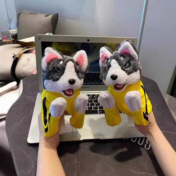 Kung Fu Husky Boxningsdocka, Djurboxningshanddocka med Ljud Dinosaur