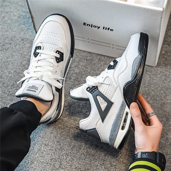 Sneakers, åndbare løbesko til mænd, modesportssko til kvinder 02, hvid/sort, størrelse 43 WhiteBlack 43