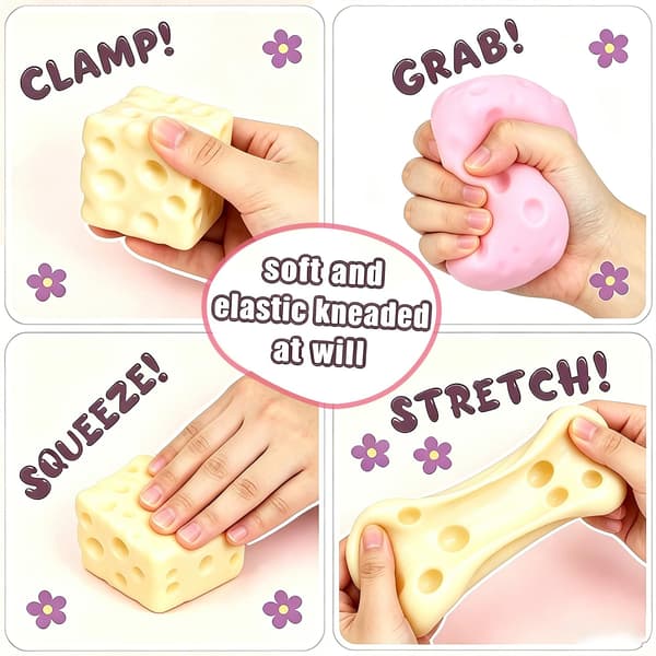 Ost Squishy Legetøj til Stress- og Angstaflastning (Pink-2.76IN) Pink