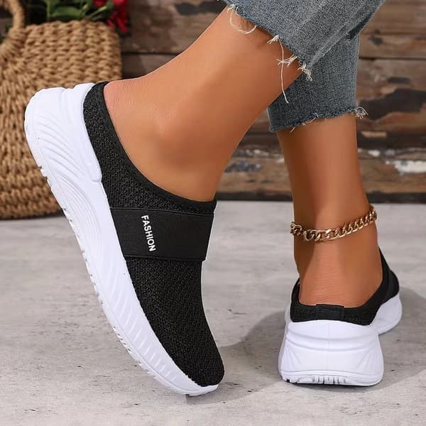Sorte slip-on sneakers til kvinder - Åndbare og lette sorte 43 Black 43