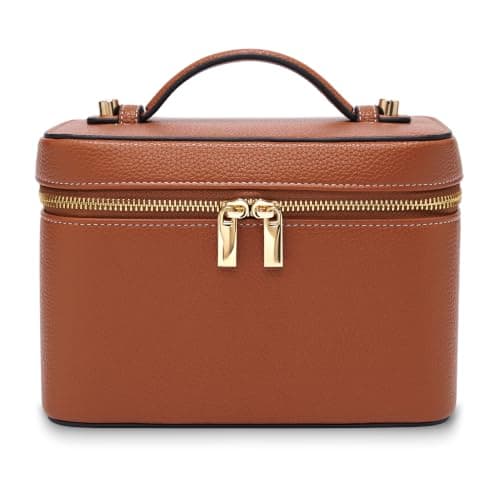 PU Læder Rejse Makeuptaske Hård Kosmetik Organizer Vanity Case til Kvinder Brown