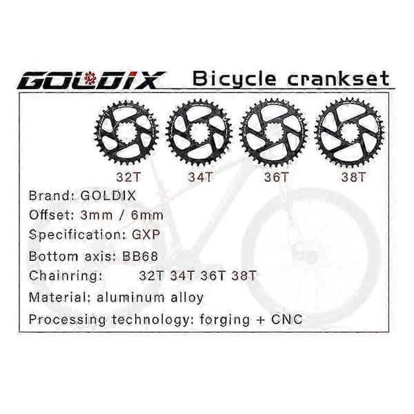 SRAM GXP 38T smal kædering 3mm offset sort mountainbike
