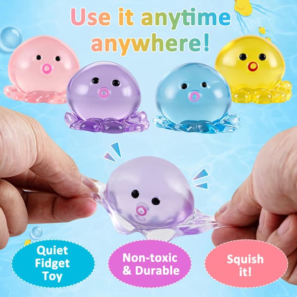 4-pak Squishy Blæksprutte Klemmelegetøj, Sødt Squishy Fidget Legetøj til Stresslindring, Stressbolde til Voksne Børn, Sensorisk Klemmebold Sæt Påske Octopus - 4pcs