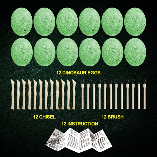 Glow Dino Eggs Dig Kit, 12 utgravings-egg, STEM-leketøy 6+ Green Glowing Dinosaur