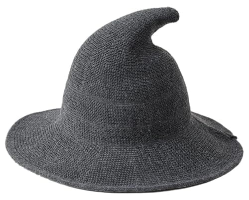 Heksehat til børn, foldbar bomuldsgarn Halloween Cosplay-kasket Dark Grey
