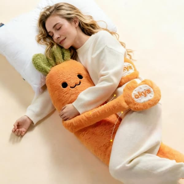 Morotskudde, 43\" stor morotskudde med RC-värme & klapparm + Bluetooth-inspelning, kroppskramande sovkuddar för sidan Medium Carrot