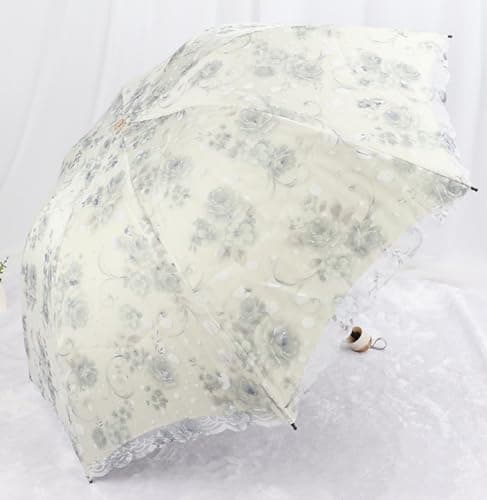 Blonde Blomster 3-Fold Paraply UPF 50+ UV-Beskyttelse Rejseparasol til Regn og Sol Manual-08Gray