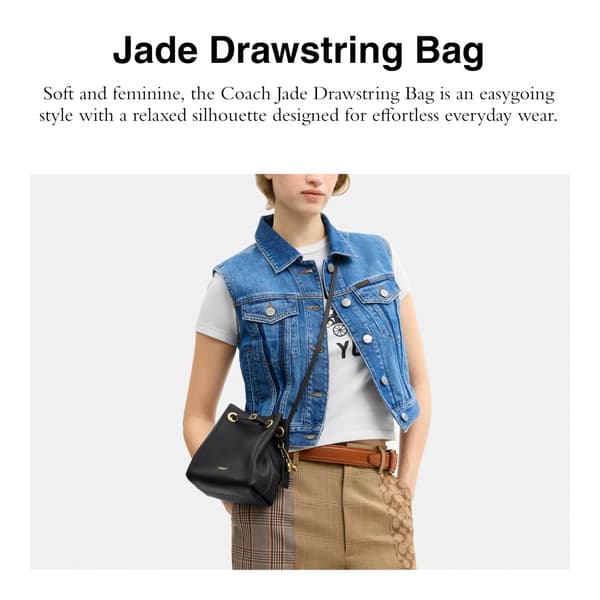 Coach Damväska i läder Jade Drawstring Bucket Bag Black