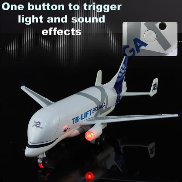 Beluga Diecast flyleketøy, 1:72 passasjerflymodell, lys og lyd, alder 3+