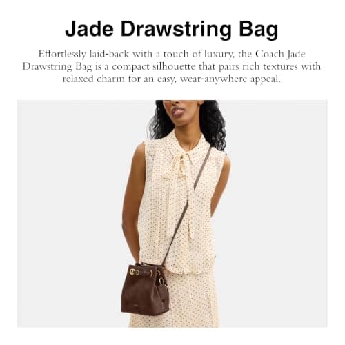 Coach Damväska i läder Jade Drawstring Bucket Bag Dark Chocolate Suede