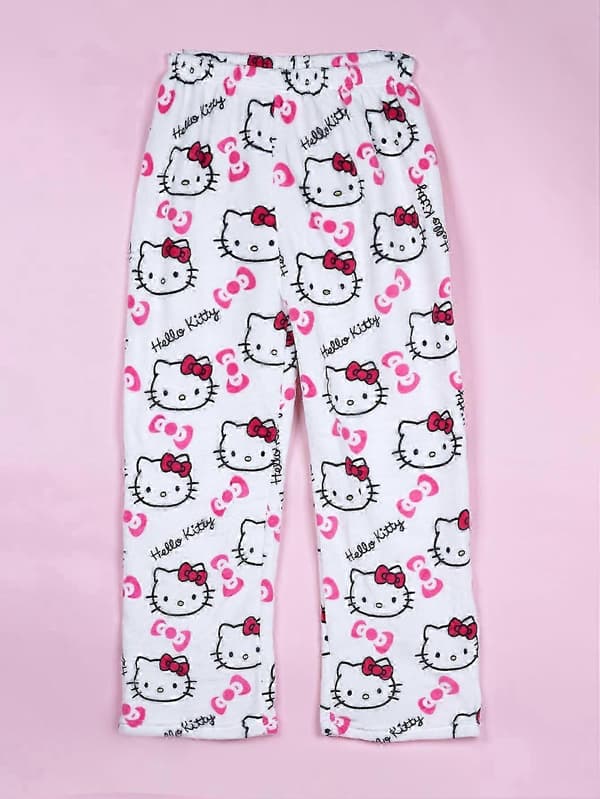 Hello Kitty kat efterår og vinter flannel bløde, klistrede, varme lange pyjamasbukser til damer og mænd efterår og Y1-H M 37-47KG