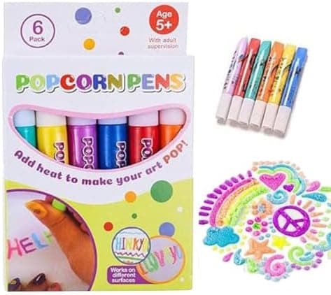 3D Bubble Penna, 6 st Puffys Paint Popcorns Pennset för barn