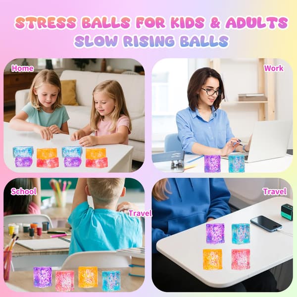 8-pack glitter-stress-iskuber, klämbollar för vuxna och barn 8 Pcs Large Cube Squishy Toys
