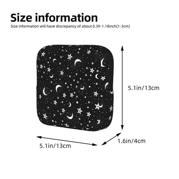 Sort og hvid måne stjerne periode taske til kvinder, bærbar hygiejnebind periode pose til pung, små make-up tasker Black And White Moon Star