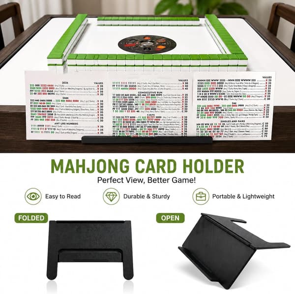 Mahjong kortholder til bord, under måtte, skyd ind i stativ, vinklet visningsstativ, foldbart 3D-printet pladsbesparende tilbehør, ideelt tilbehør til