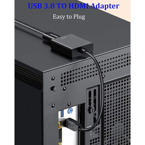 USB til HDMI-adapter, USB til HDMI-adapter, USB 3.0/2.0 til HDMI lyd- og videoadapter, 1080P HD video grafikkabelkonverter for PC, bærbar PC, HDTV