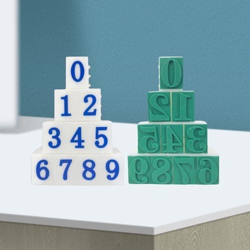 Sæt med 10 nummerstempler til håndværk og undervisning gummistempel fra 0 til 9 numre til kortfremstilling og kunsthåndværk bærbart K