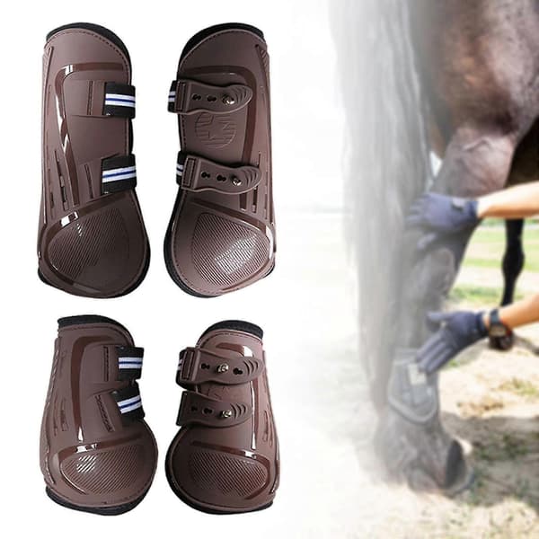 4x Hästskydd Benlindor Stötdämpande Ridskydd brown XL
