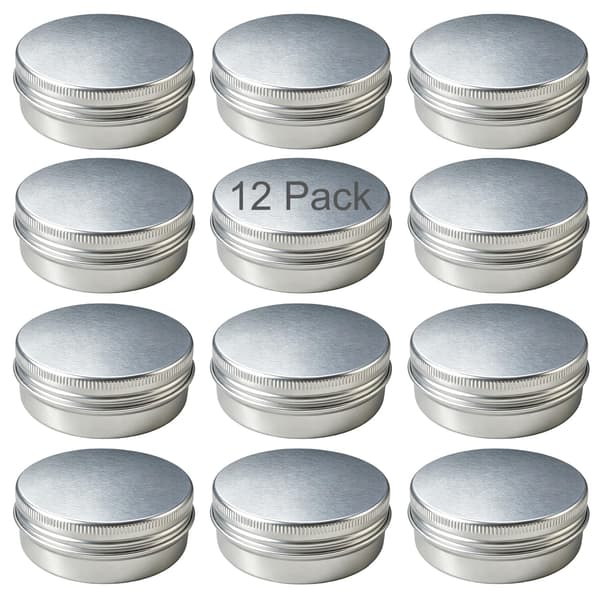 12-pack 2oz runda påfyllningsbara aluminiumburkar med skruvlock
