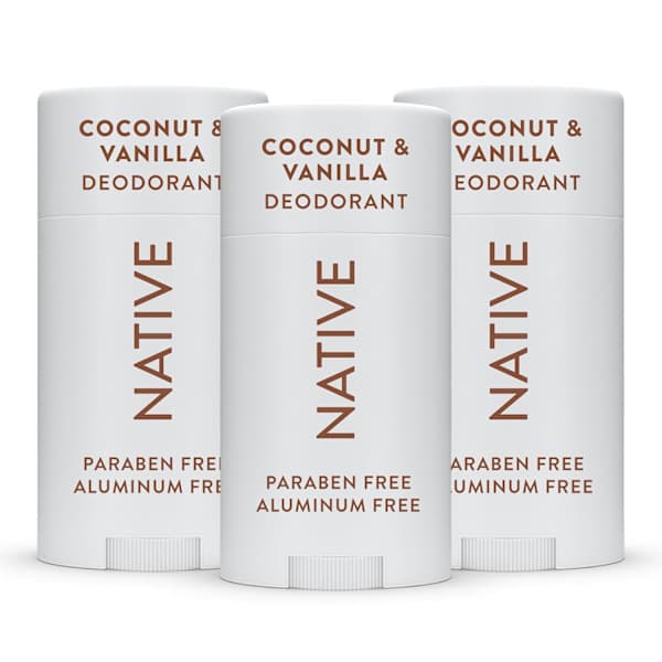 Native deodorant 3-pack, naturliga ingredienser, 24-timmars långvarigt luktskydd