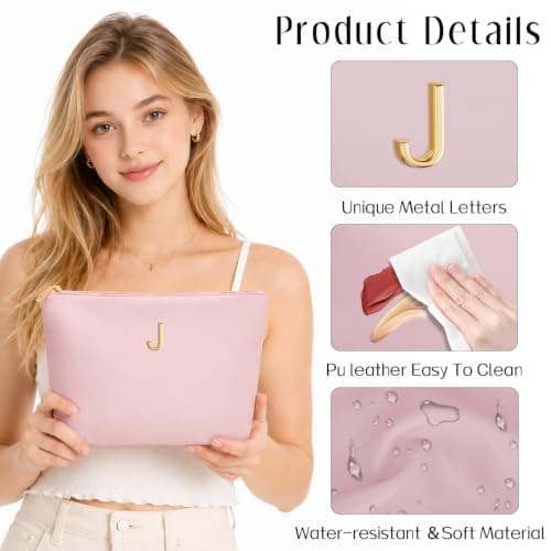 Gaver til kvinner og jenter: Toalettmappe for reise med initialer Pink J
