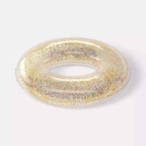 36\" Gul Glitter Poolring, Hållbar Uppblåsbar Ring för Simning/Avkoppling