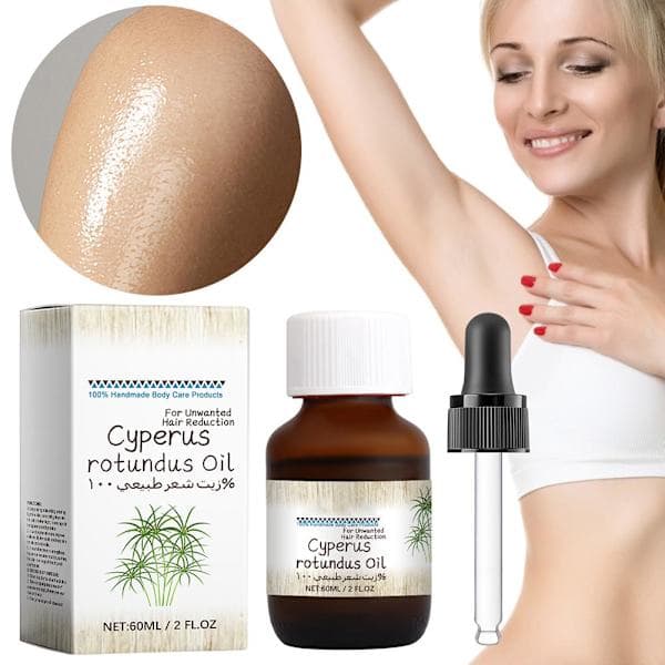 60 ml Cyperus Rotundus olie til hårfjerning, reducerer kropshårvækst A