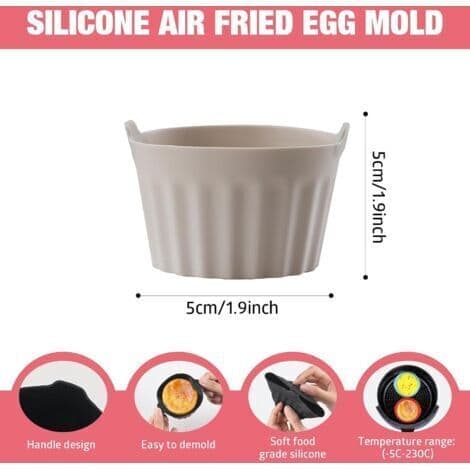 6-delt sæt silikoneforme til airfryer, flad form til airfryer, udstikkerform, tilbehør til kage- og æggetærter, silikoneforme