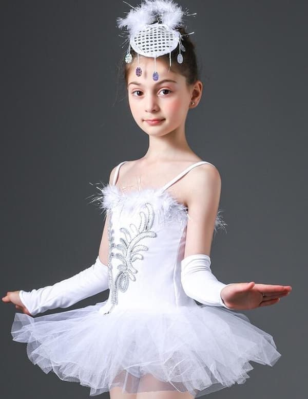 Flickors sekvenspärlor balettdans tutu-klänning trikåföreställning, storlek 140 cm 140cm