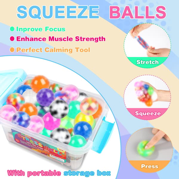 54-pak stressbolde, bløde klemmebolde i bulk, fidget til voksne, bløde bolde til stresslindring, stressbolde til voksne, festgaver, 54pcs Stress Balls