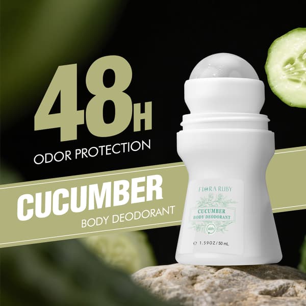 Flora Ruby Gurka Body Deodorant Roll-On, 48H luktskydd, fräsch gurkdoft, 1,59 oz / 50 ml cucumber