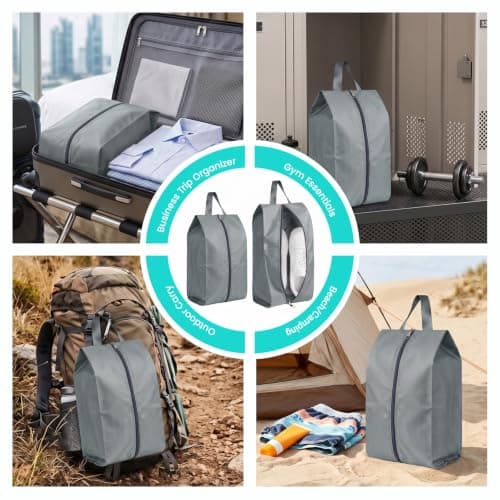 2-pack andningsbara skopåsar i nylonmesh för resor, 2 storlekar, grå Gray