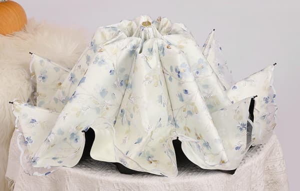 Blonde Blomster 3-Fold Paraply UPF 50+ UV-Beskyttelse Rejseparasol til Regn og Sol Manual-01Blue