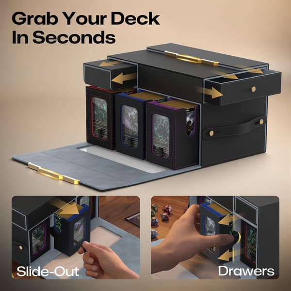FOXHIVE MTG Commander Deck Box, 6-modulær kortstokkholder med 2 terningbrett Multicolour