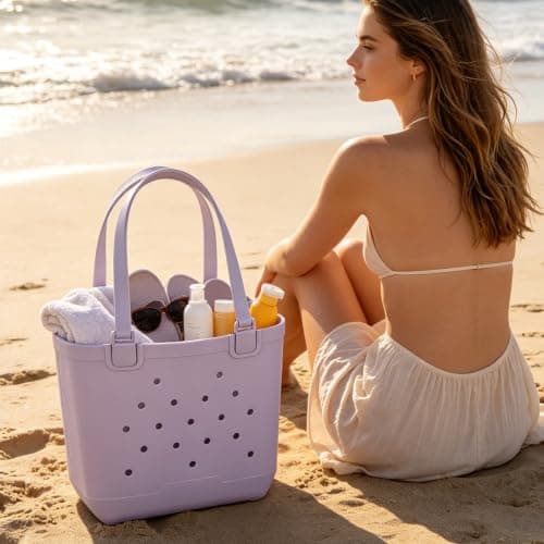 Rantakassi, vedenpitävä ja hiekankestävä EVA-rantakassi naisille Light Purple
