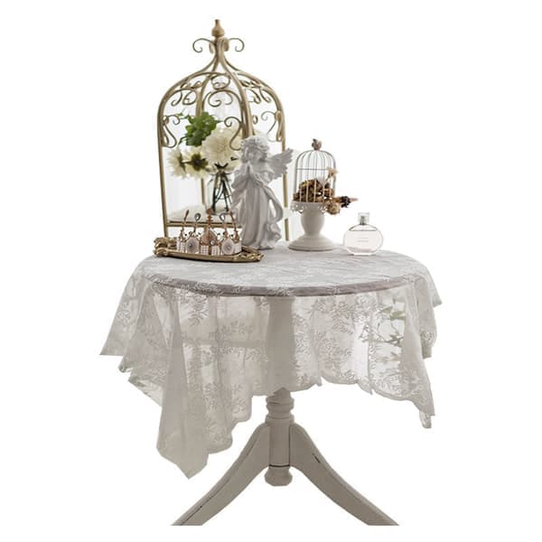Rektangulär duk Rund spetsduk Liten rund nordisk retro vit dessert - Retro spets vit 150*150cm