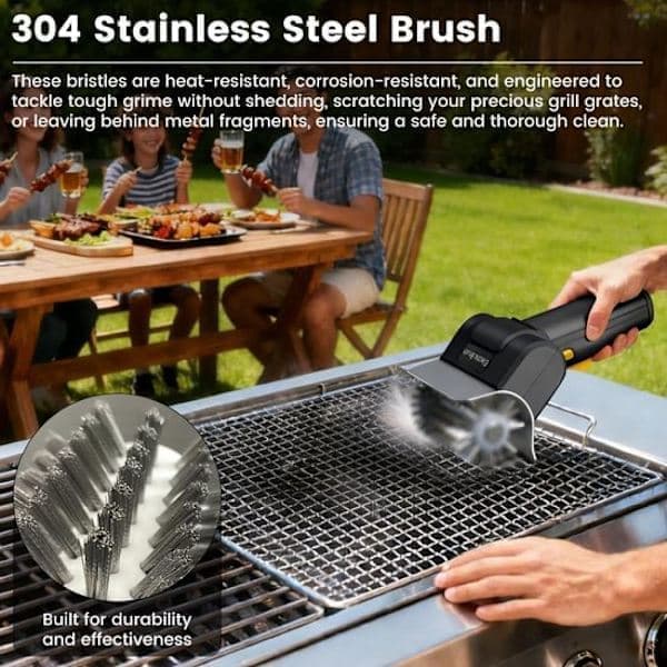 BBQ-børste - Elektrisk BBQ-børste - 700 - 800 RPM rustfritt stål - Avtakbart hode i 304 rustfritt stål - Egnet for, kun hode Brush head only