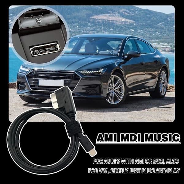 Ami Mdi Musikk + Lading Aux Adapterkabel For Iphone Til Bil