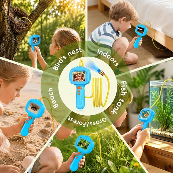Ashfly Borescope-kamera med lys til børn, 2,4\" IPS, løveblå Pale Blue